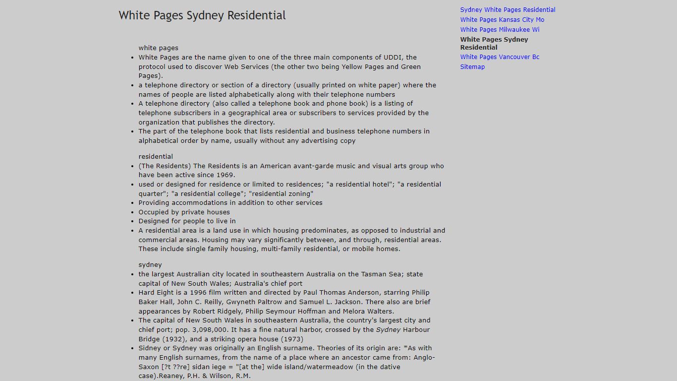 White Pages Sydney Residential - SYDNEY WHITE PAGES RESIDENTIAL